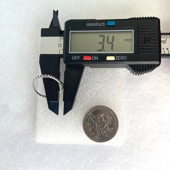 Sterling Silver 925 Dainty Minimalist Round Turquoise Twisted Band Ring Sz 5.25 - Picture 15 of 16